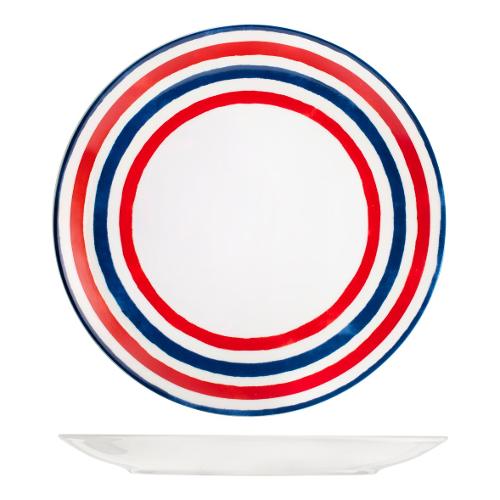 H&H Piatto piano Porcellana (27cm) GRAPHIC Rigato rosso e Blu 9647301