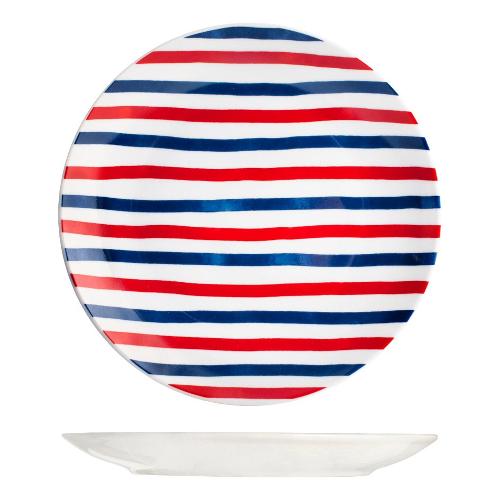 H&H Piatto frutta Porcellana (20cm) GRAPHIC Rigato rosso e Blu 9647303