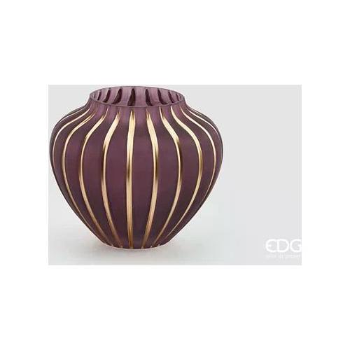 Edg Vaso Vetro (20x17cm) RIGHE ORO Porpora 107507 60