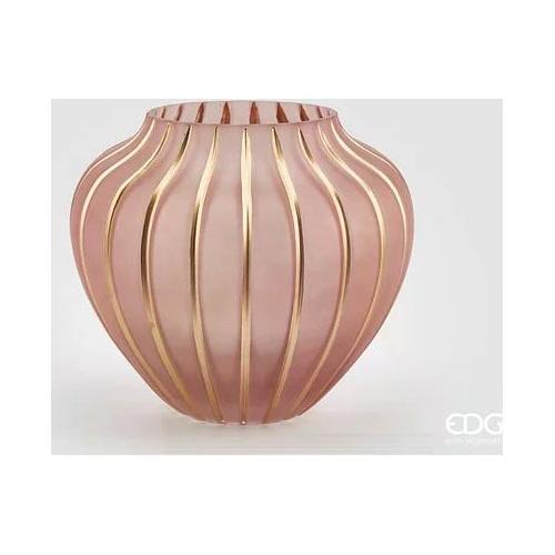 Edg Vaso Vetro (25x22cm) RIGHE ORO Rosa 107505 51