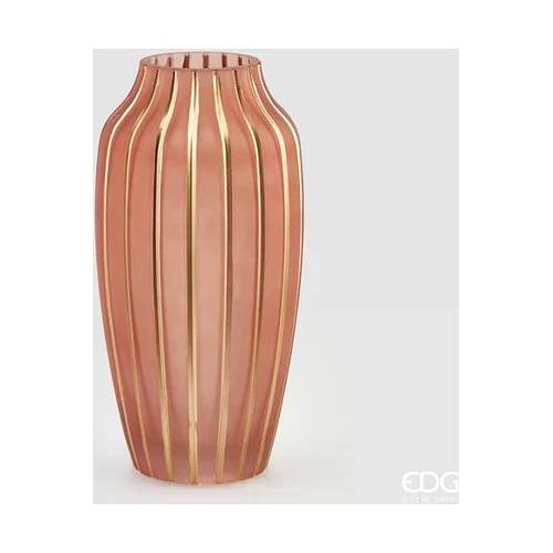 Edg Vaso Vetro (15x30cm) RIGHE ORO Rosa 107505 50