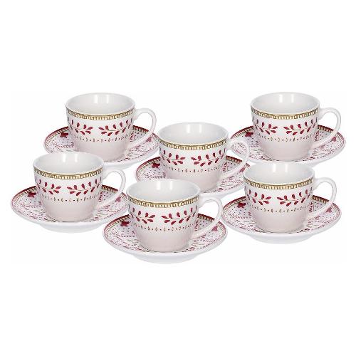 Set tazzine caffè 6pz POESIA Con Piattino Beige decorato 80ml MC085015787