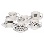 Set tazzine caffè 6pz POMEGRANATE con piattino e supporto Bianco e