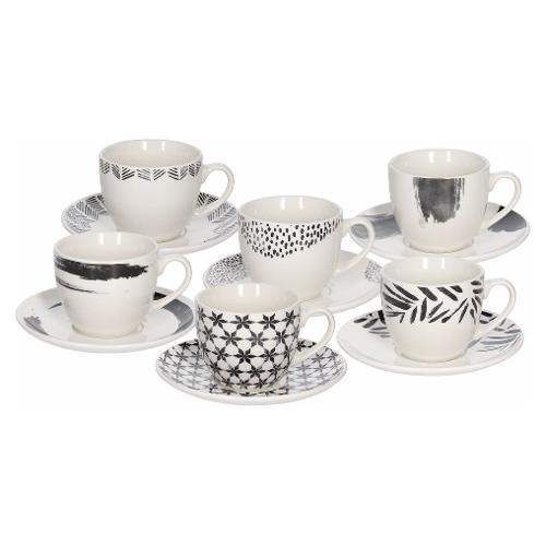 Tognana Set tazze te con piatto 6 pz (200ml) ZENITH Bianco e Nero IR685025974