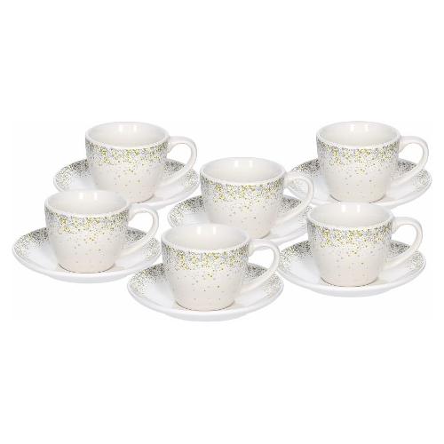 Set tazzine caffè 6pz ZENITH Con Piattino Bianco e Nero 80ml