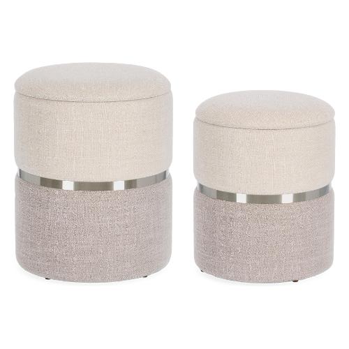 Bizzotto RADINKA Set pouf Bianco e Grigio