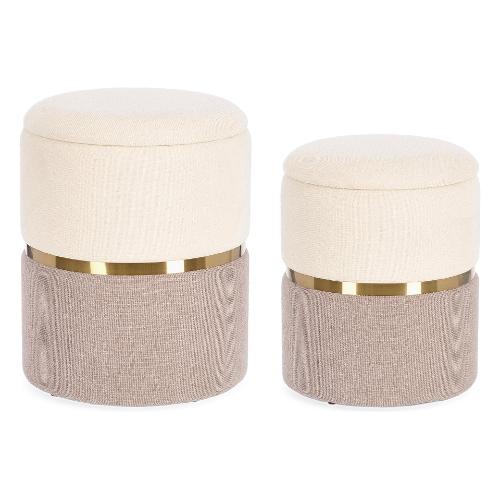 RADINKA Set pouf Bianco e Rosa