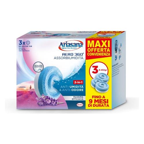 Ariasana Assorbiumidità tab ricarica AERO 360 3 tab 450 gr Lavanda 2927564