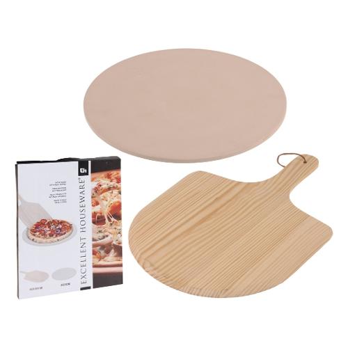 Koopman Pietra pizza Con pala legno 36x49 cm EXCELLENT HOUSEWARE (33 cm) 404000530