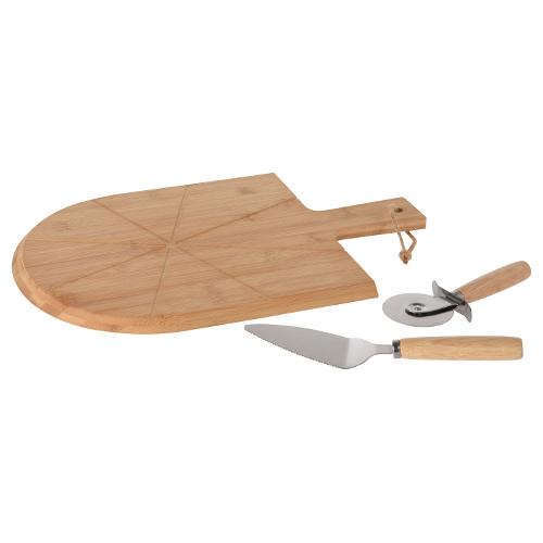 Koopman Tagliere Bamboo (43x30cm) per pizza con 2 utensili EXCELLENT HOUSEWARE Naturale 210000810