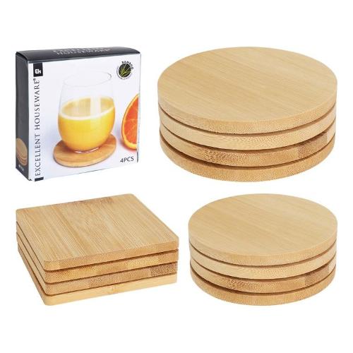 Koopman Set sottobicchieri 4 pz Bamboo EXCELLENT HOUSEWARE Assortito 170490930