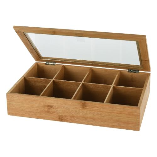 Koopman Porta bustine Bamboo 8 scomparti EXCELLENT HOUSEWARE (32x20x6cm) Bamboo naturale 784610480