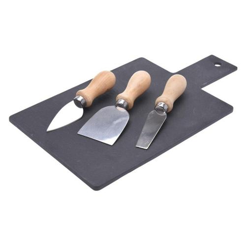 Koopman Tagliere formaggi (30x17cm) con set 3 coltelli EXCELLENT HOUSEWARE Ardesia 210000700