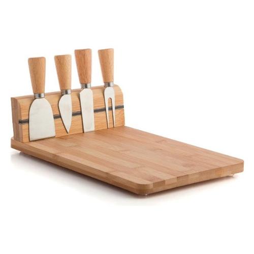 Koopman Tagliere formaggi (29,7x19,9cm) con set 4 coltelli EXCELLENT HOUSEWARE Bamboo naturale 784610160