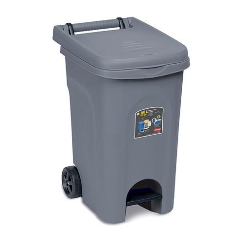 Stefanplast Bidone carellato (60L) con pedale URBAN ECO SYSTEM Grigio 25801