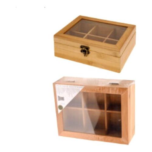 Koopman Porta bustine 6 scomparti EXCELLENT HOUSEWARE (21x16x6cm) Bamboo naturale 784610200