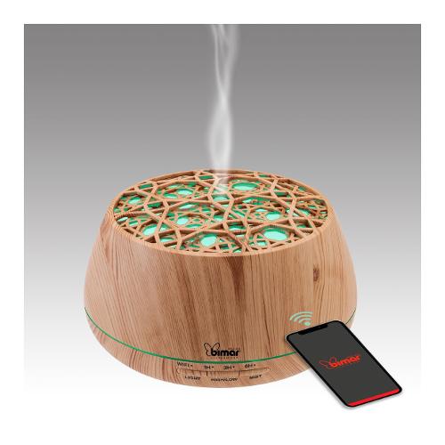 Bimar Diffusore aromi (400ml) Wi Fi con luci e cassa acustica Legno chiaro DA26