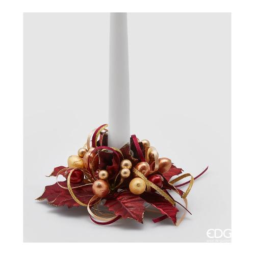 Edg Corona natalizia (14 cm) Girocandela Agrifoglio Rosso e Oro 685194 42