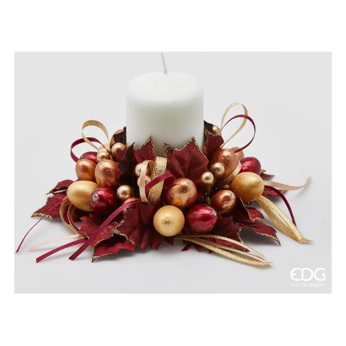 Edg Corona natalizia (16 cm) Girocandela Agrifoglio Rosso e Oro 685195 42