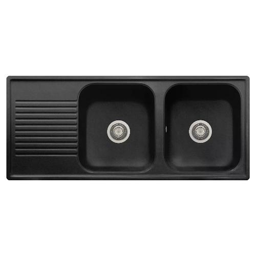 Telmagranit Lavello 2 vasche (116x50cm) FUTURA Nero Opaco FT1162026