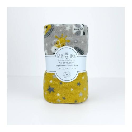 Baby Idea Coperta carrozzina Pile 100% poliestere double face (90x65cm) Leone giallo PFCL