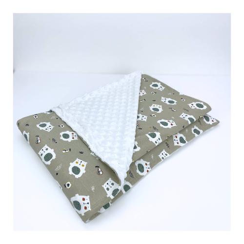 Baby Idea Coperta lettino Jersey 100% Cotone e Pile Minky 100% poliestere (135x110cm) Orso beige PLOB