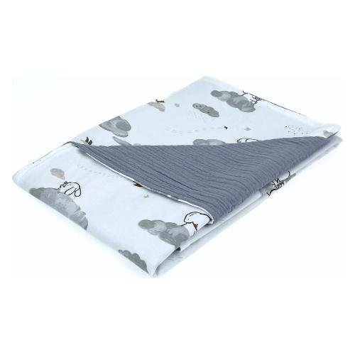 Baby Idea Coperta carrozzina Jersey e Mussola Cotone 100% (90x65cm) Koala grigio MCKG