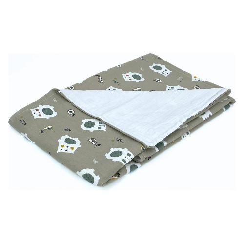 Baby Idea Coperta carrozzina Jersey e Mussola Cotone 100% (90x65cm) Orso beige MCOB