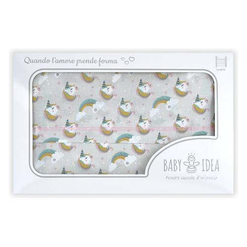 Baby Idea Set lenzuola lettino completo 3 pz Unicorno rosa LLUR