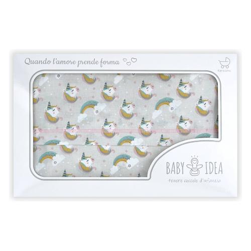 Baby Idea Set lenzuola culla 3 pz Unicorno rosa LCUR