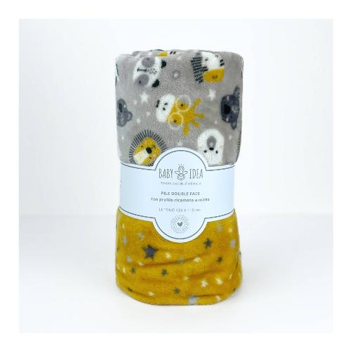 Baby Idea Coperta lettino Pile 100% poliestere double face (135x110cm) Leone giallo PFLL