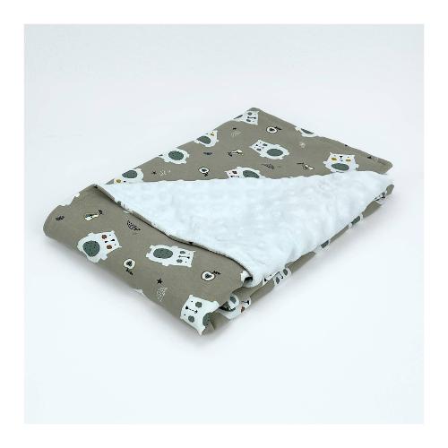 Baby Idea Coperta carrozzina Jersey 100% Cotone e Pile Minky 100% Poliestere (90x65cm) Orso beige PCOB