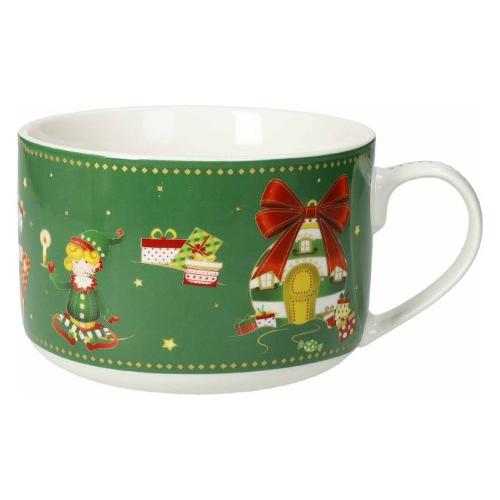 Tazza colazione ELFOMAGIA Verde decorato 13 x 8,5 cm 600ml 84544