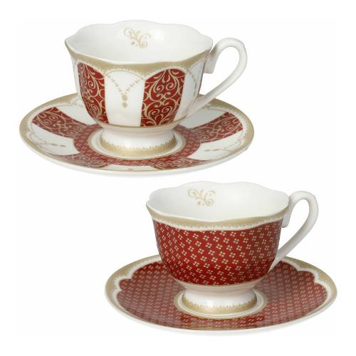 Set tazzine caffè 2pz GOLDEN EYE RED con piattino Rosso e Oro 11 x 6 cm  51216