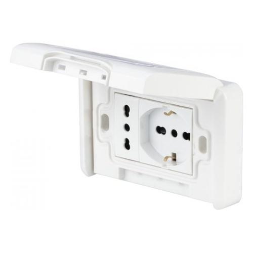 Poly Pool Placca elettrica con doppia presa bianco serie Premontata PP6097X Presa Pluristd 2P+T 10/16A; Presa Bipasso 2P+T 10/16A