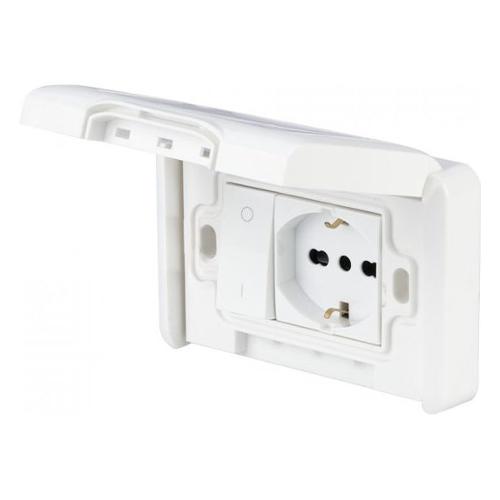 Poly Pool Placca elettrica con presa e interruttore bipolare bianco serie Premontata PP6098X Presa Pluristd 2P+T 10/16A; Interruttore bipolare 2P+T 16A
