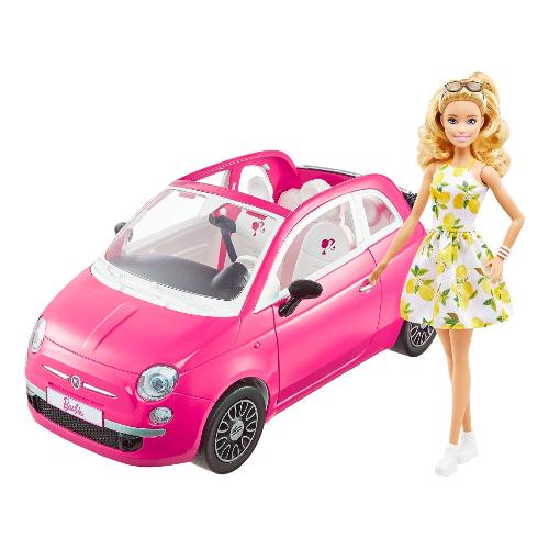 Mattel Fiat 500 Rosa con bambola BARBIE GXR57