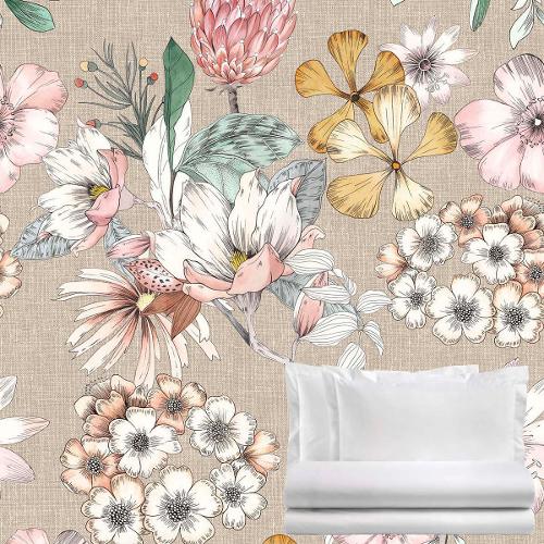 Tessitura di Arconate Completo letto due piazze percalle di cotone DAISY TA 0052