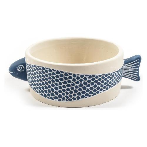Mercury Vaso Cemento (24,5x17,5x8cm) Ciotola MARE Azzurro e Bianco 11578