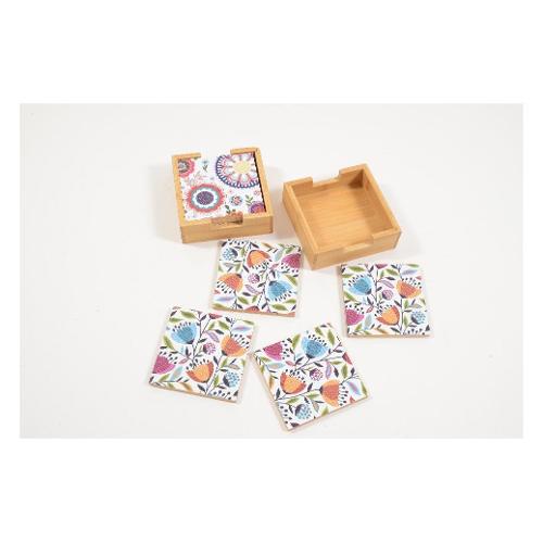 Mercury Set sottobicchieri 4 pz Bamboo Con contenitore h.3,5 cm Assortito 19574