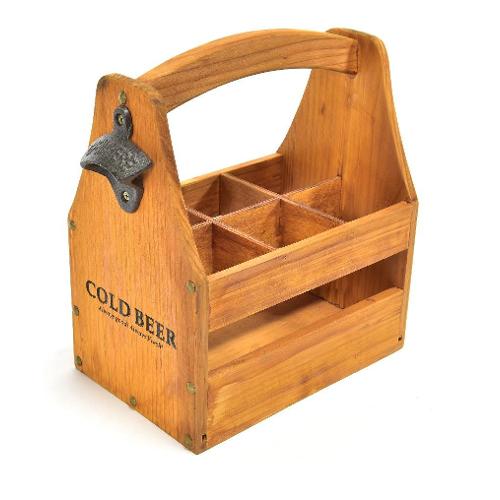 Mercury Porta bottiglie cestello 6 posti con apribottiglie Legno scuro 02153