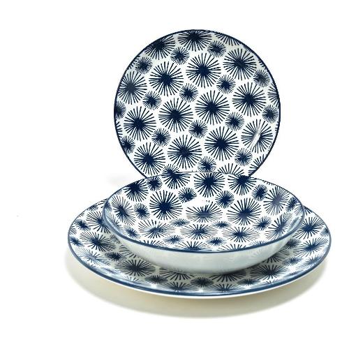 Mercury Servizio piatti Porcellana 18 pz Bianco e Blu 01934