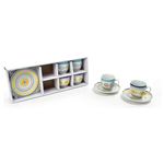 Set tazzine caffè 6pz con piattino e supporto metallo Decori