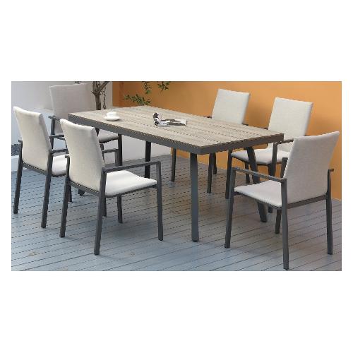 Amicasa Set tavolo e sedie alluminio ALEX 6 posti Antracite