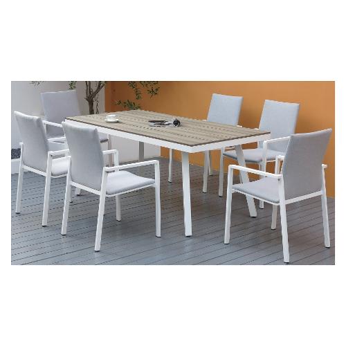 Amicasa Set tavolo e sedie alluminio ALEX 6 posti Bianco