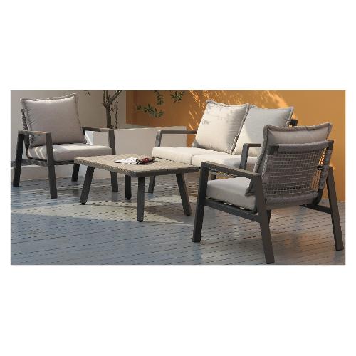 Amicasa Set da esterno alluminio ALEX 4 posti Grigio e Beige BRH 10114 2