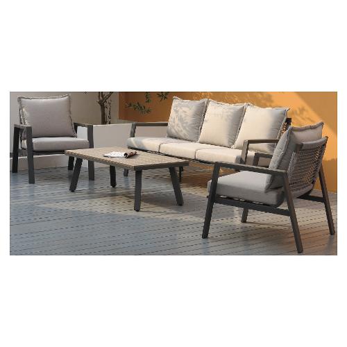 Amicasa Set da esterno alluminio ALEX 5 posti Grigio e Beige BRH 10114 3