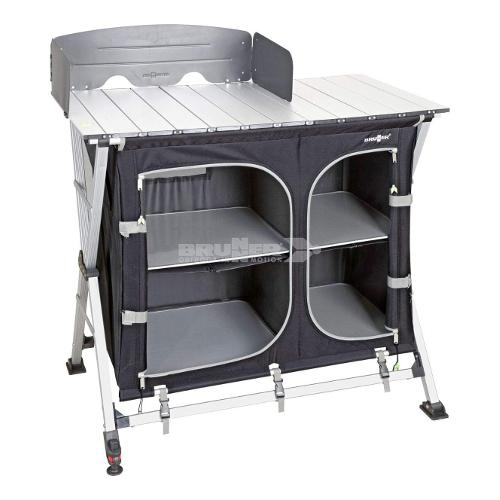 Brunner Mobiletto campeggio porta fornello Ct Cross Square (99x51x90cm) AZABACHE Silver e Black 0422088N C03