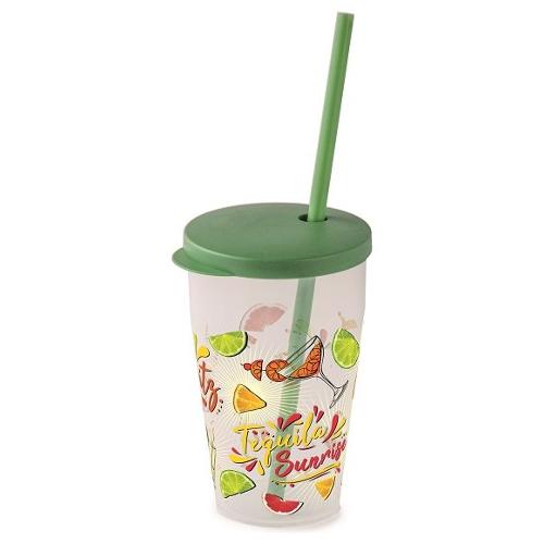 Snips Bicchiere con cannuccia (500ml) Cocktail Verde 010084