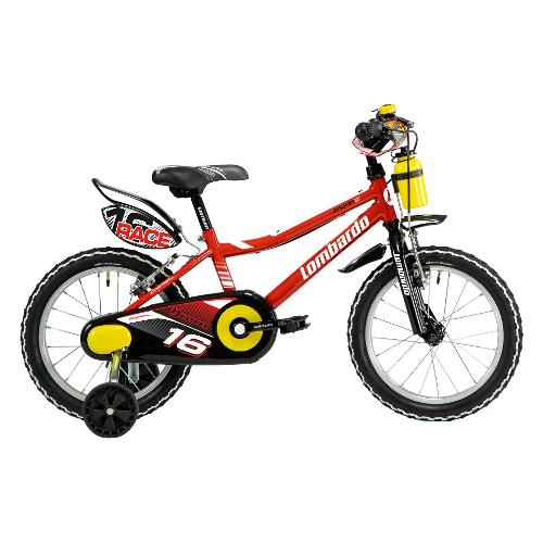 Cicli Lombardo Bicicletta Mountain Bike 16" YOUNG BRERA Red e White DY1602 3223